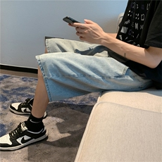 水洗做旧五分牛仔短裤男女宽松中裤阔腿裤子23新款夏季YH18/P35，男装牛仔裤，电商D256-3(原A064-3)