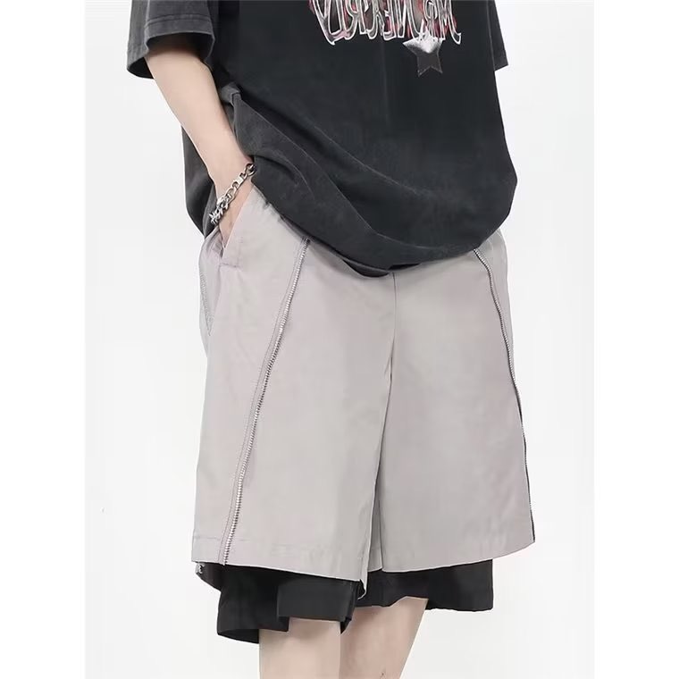 DK019美式机能短裤男夏季设计感假两件拉链冲锋裤,男装牛仔裤,星座218-1（原230）