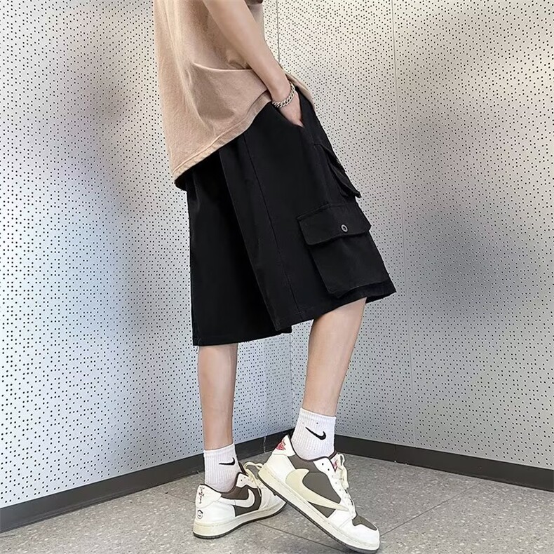 日系潮牌男夏季松紧抽绳休闲宽松大口袋工装五分短裤DK01109-P42,男装休闲裤,星座308B-1