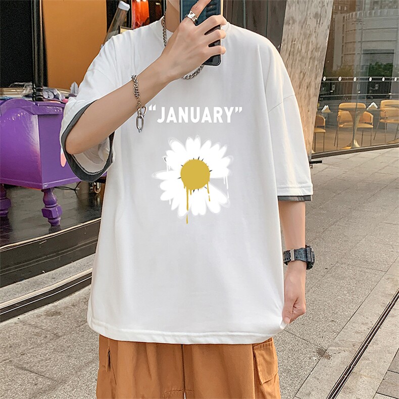 JT55073-P25假两件短袖t恤男大码胖子半袖体恤半截袖港风,男装T恤,电商A040