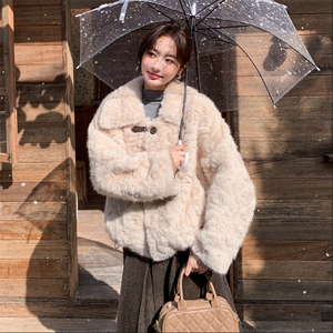 有货 皮扣环保毛皮毛一体外套2C090-9018-P195-K298图片