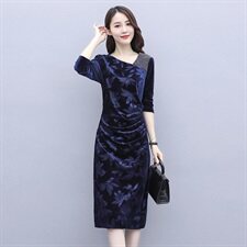 2021年秋季时尚百搭气质优雅熟女连衣裙,女装连衣裙,贵人树