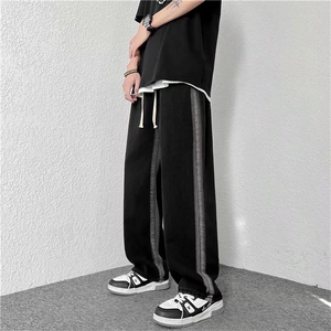 牛仔裤男秋冬加厚加绒渐变韩版oversize直筒长裤N0272-P45加绒P50图片