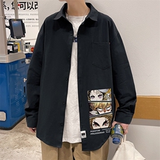 春季长袖衬衫男宽松港风衬衣男外套男CSCS287-P35，男装衬衫，电商B371