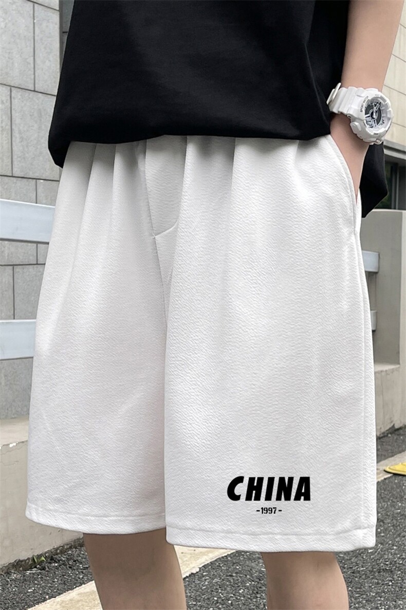 MK37248-P15冰丝短裤男士大码宽松休闲五分裤男运动中裤港风,男装休闲裤,电商A040