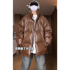 网图现货钢印棉衣PU皮立领棉服棉袄M2883-P90，男装棉衣，星座1213