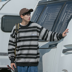 B225-M1123-P80-X98-腈纶42%锦纶31%PBT27%-刺绣条纹毛衣，男装针织衫/毛衣，电商B225