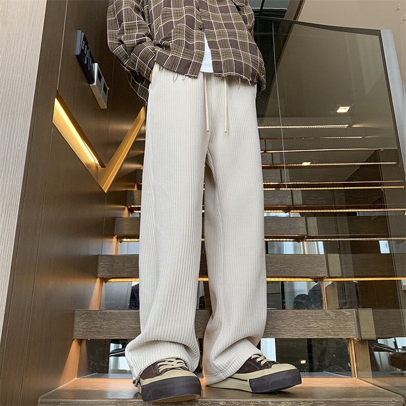 秋季新款重磅灯芯绒直筒抽绳休闲裤M~5XLXZ604-KG64-P45控58,男装休闲裤,星座604