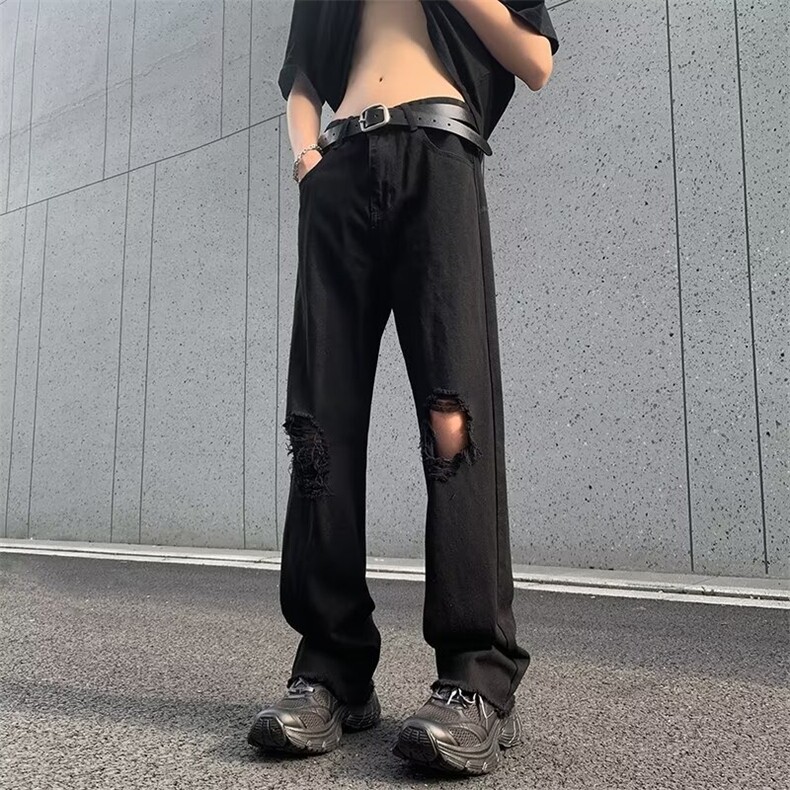 欧美高街vibe裤子街头牛仔裤男夏季直筒宽松破洞乞丐裤62288-p40,男装牛仔裤,星座1008