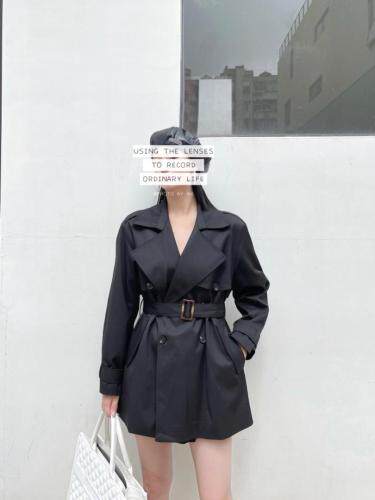 收腰带里衬风衣，女装风衣，谦度