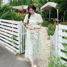 法式高腰A字碎花连衣裙女夏季2025新款爆款超好看高级感气质长裙，女装连衣裙，浙宝276（原081）