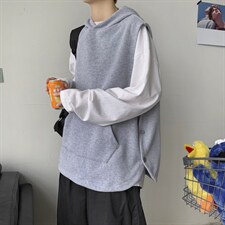 加厚中性毛线马甲无袖背心休闲开衩情侣针织衫上衣外套 H204/P50图片
