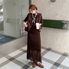 【新品】美拉德套装裙两件套配丝巾1D085-2618-P190-K248，女装套装/套裙，1C130