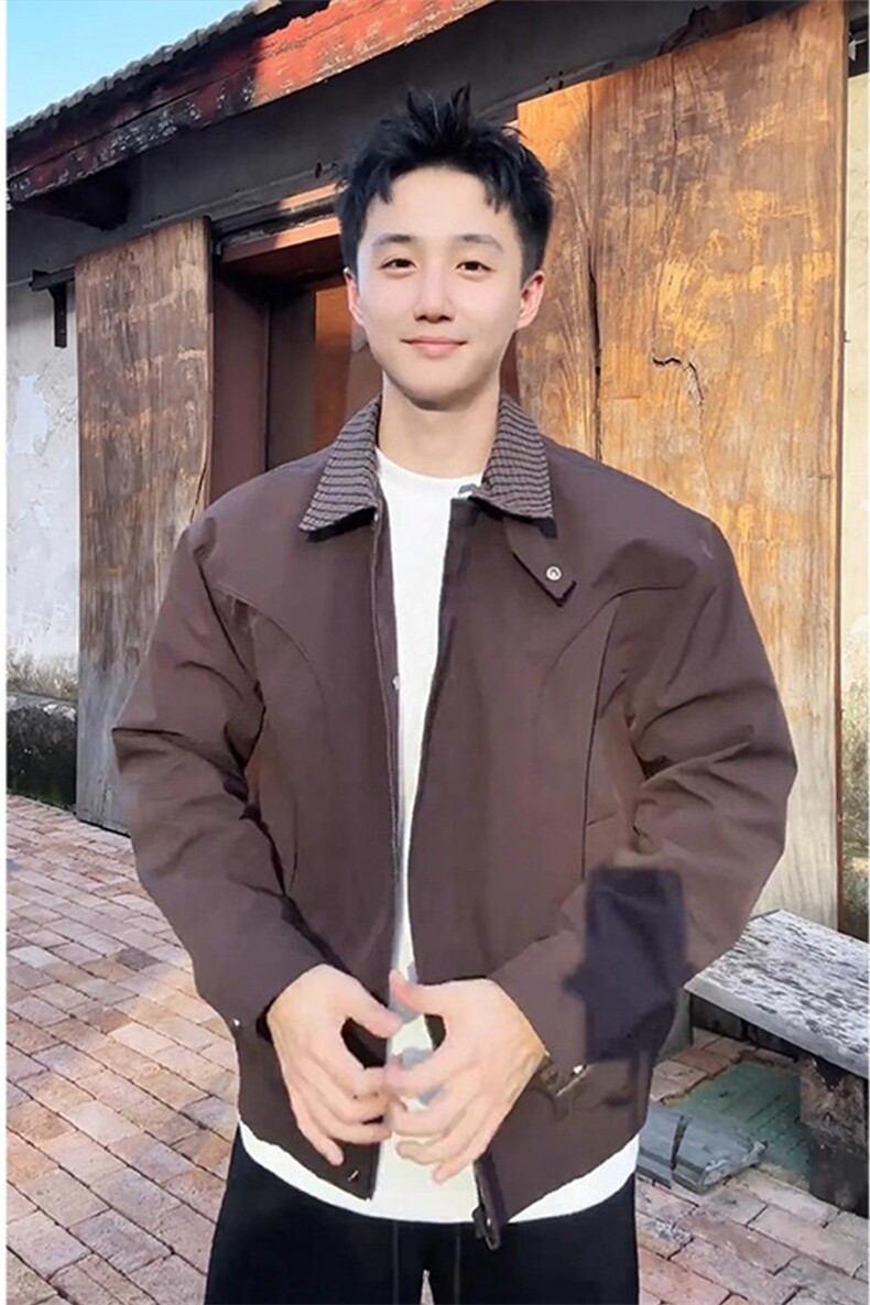 现货~自制撞色格子翻领工装外套哈灵顿夹克JK991P78,男装夹克,星座908