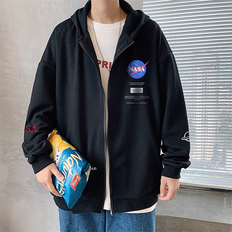 KS21243-P38NASA连帽开衫卫衣男运动外套大码班服,男装卫衣,电商A040