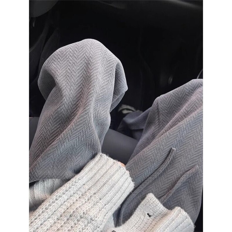 慵懒毛呢裤oversize慵懒风高级感宽松阔腿直筒弯刀裤男 K6022图片