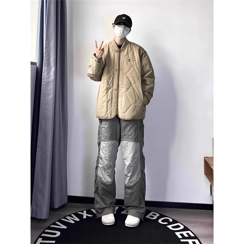 古着vintage棉服潮牌高级感菱格棉衣棒球领棉袄JK9701,男装棉衣,星座516A