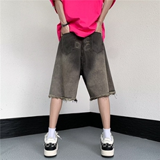 牛仔短裤男韩版潮流个性2026夏季新款ins宽松五分裤RK380-P43，男装牛仔裤，星座412