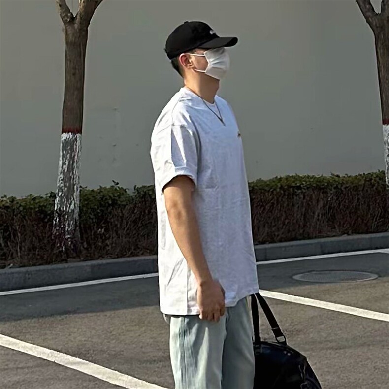 万针全刺绣工艺抖音得物高品质260克重磅纯棉双纱美式高街短袖T恤,男装T恤,电商A486