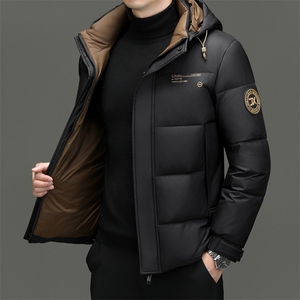 冬季男士鸭绒羽绒服时尚面包服保暖加绒男品质潮服可脱卸帽外套图片
