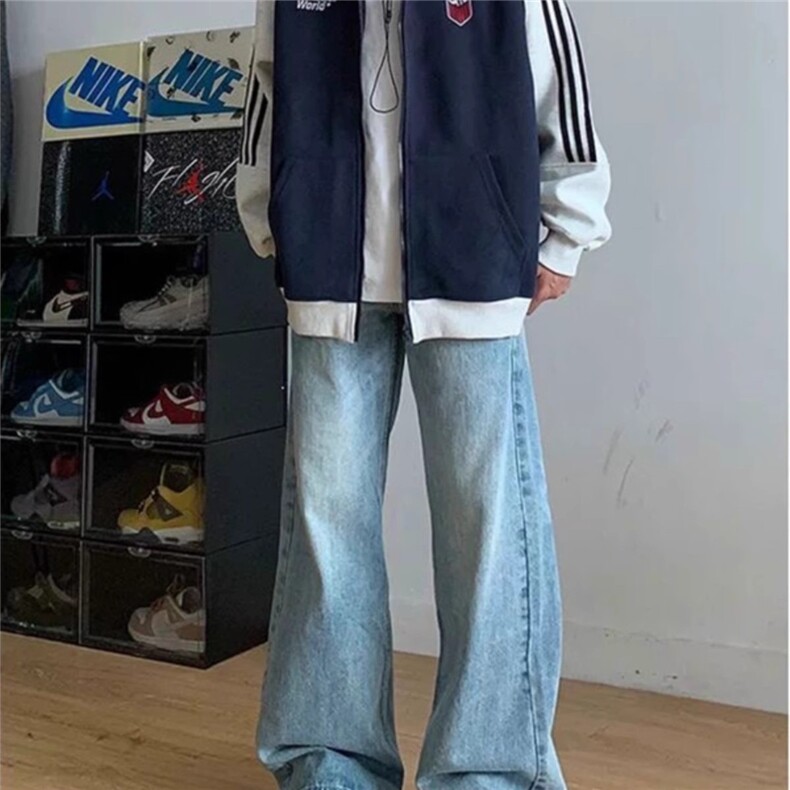 美式复古运动开衫卫衣男春秋潮流撞色拼接三条杠刺绣宽松夹克外套,男装夹克,星座506A