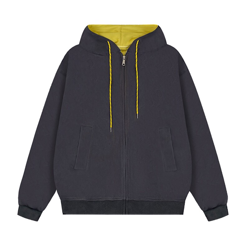 抖音得物二开美式高街重磅结构双层撞色连帽卫衣开衫外套W116，女装短外套，电商A486-1