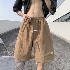 港风纳米皱运动冰丝休闲裤高街五分裤宽松直通短裤DK205P35，男装休闲裤，星座1204-3