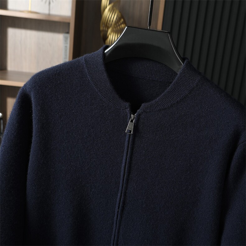 时尚男士秋冬新款简约休闲羊绒棒球服高品质保暖舒适,男装羊绒开衫,台绒羊绒