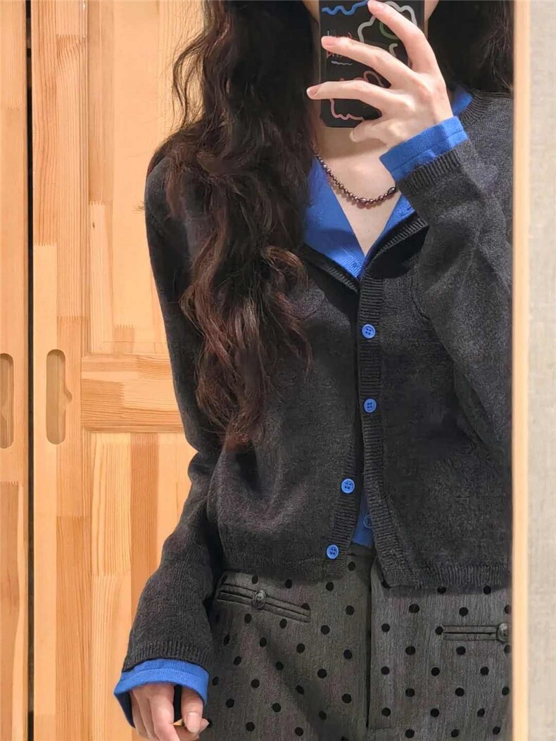 2025年秋季时尚百搭通勤假两件羊毛衫，女装羊毛衫，佳弈羊绒