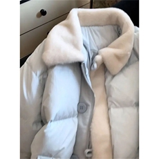 1506-1/M77041/P89韩版拼接毛领奶蓝色高级感棉服棉，男装棉衣，星座1506-1