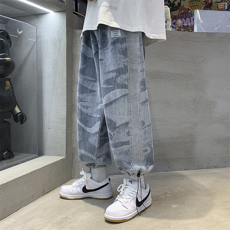 高级感hiphop宽松牛仔裤炸街美式高街束脚休闲长裤 A125-K915-P55图片