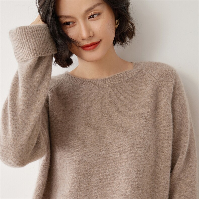 云朵般软~baby小山羊绒套头半高领加厚女针织内搭宽松打底衫毛衣,女装羊绒衫,雪山红莲