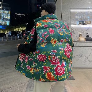 M3风东北大花棉马甲外套大码宽松秋冬汉服外衣坎肩背心演出服图片