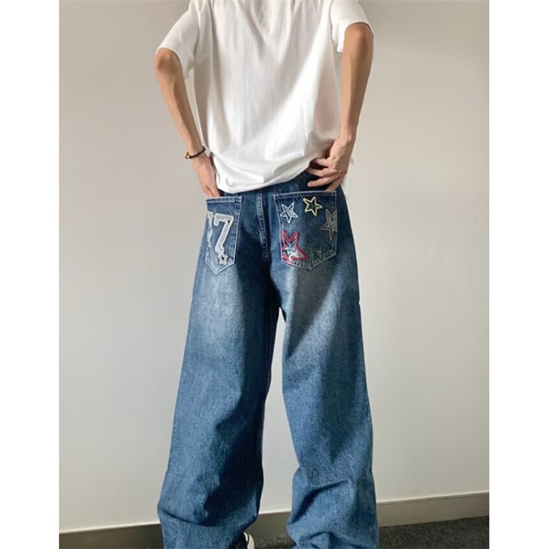 水洗痞帅牛仔裤男士2025春夏季新款复古潮牌宽松直筒裤子NB3136，男装牛仔裤，星座1116A（原606A-3）