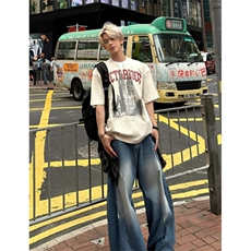 夏季美式复古领口假两件设计感短袖t恤男潮情侣上衣TT10，男装T恤，星座1116A（原606A-3）