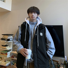 特75限128连帽马甲男女情侣假两件外套棉衣MJM326，男装棉衣，电商B370