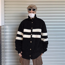 针织开衫男韩版潮流条纹拼色帅气2024冬季新款isn毛衣MZ374-P53，男装针织衫/毛衣，星座412-3