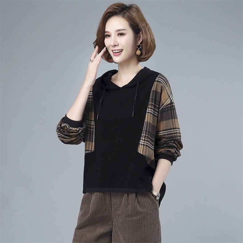 秋季卫衣女2021新款女士薄款妈妈装上衣春秋宽松休闲运动外套,女装卫衣/绒衫,伊满意