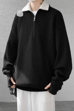8XL-M立领半拉链毛衣男大码慵懒风宽松日系针织衫外套MY19002P78，男装针织衫/毛衣，电商B312