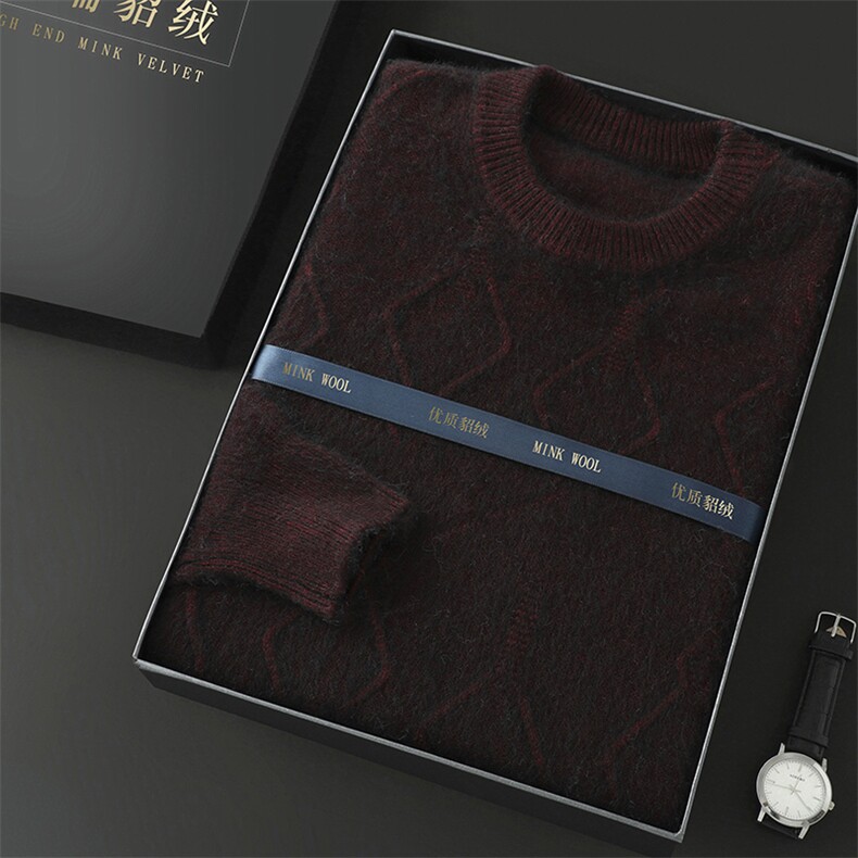 秋冬新款高品质男士圆领貂绒衫舒适保暖时尚百搭,男装针织衫/毛衣,冬贝尔貂绒
