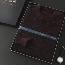 秋冬新款高品质男士圆领貂绒衫舒适保暖时尚百搭，男装针织衫/毛衣，冬贝尔貂绒