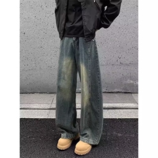 阔腿弯刀牛仔裤春秋装新款高腰今年流行拖地裤NZ8047，男装牛仔裤，星座516A