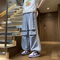 抽绳松紧腰工装裤2024港风新款美式高街直筒裤阔腿K680-P43，男装工装外套，星座308B-2