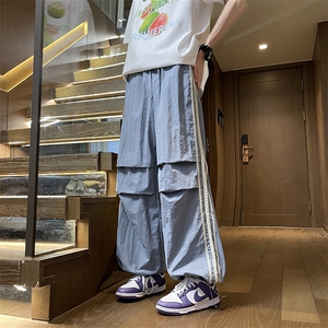 抽绳松紧腰工装裤2024港风新款美式高街直筒裤阔腿K680-P43图片