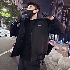 B42/P128控168冬季行政棉服男士翻领简约金属装饰棉衣外套黑首1，男装棉衣，星座305B