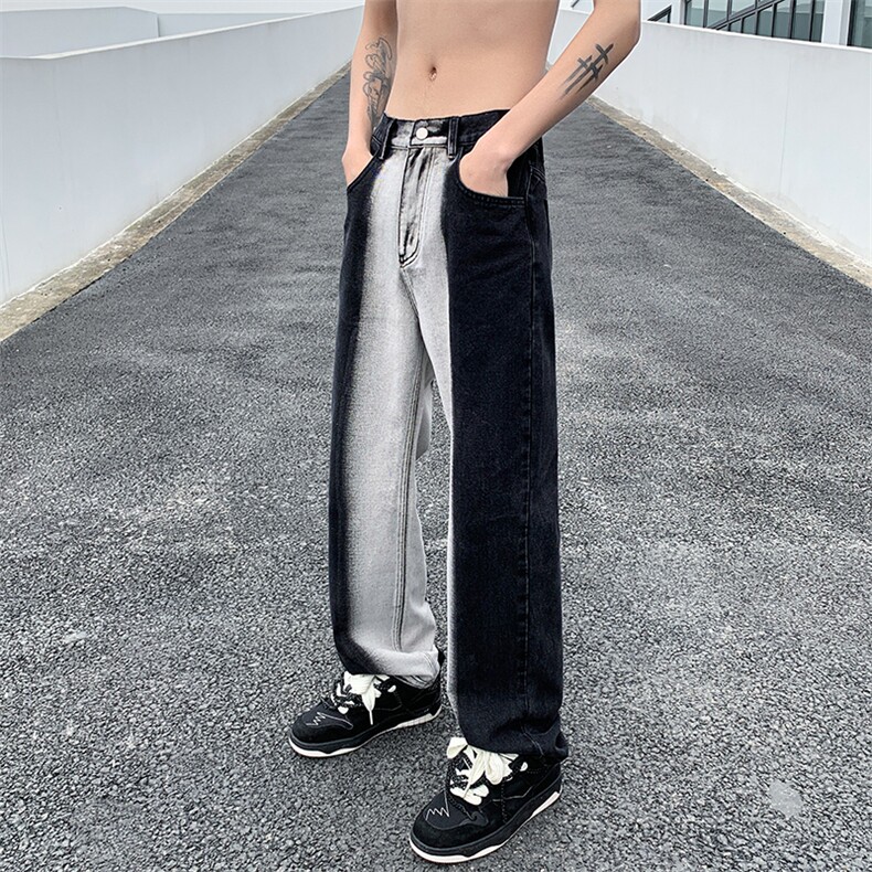 B221美式ins高街暗黑小众渐变色直筒牛仔裤LK23050-P60控78,男装牛仔裤,电商B221