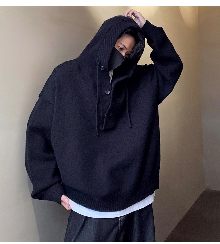秋冬季超好看连帽毛衣难受半开衫针织衫男潮牌情侣套头上衣p68,男装针织衫/毛衣,电商C307