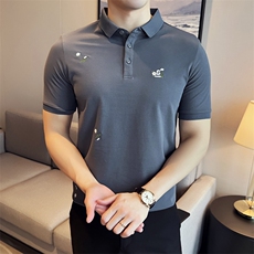2024数据款潮碎花短袖T恤风翻领Polo衫男T0285-P48，男装T恤，电商D342
