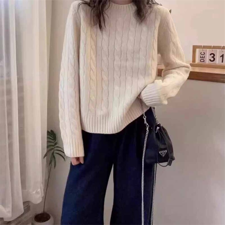 秋冬新款纯色针织套头上衣时尚百搭，女装羊绒衫，鹿一羊绒