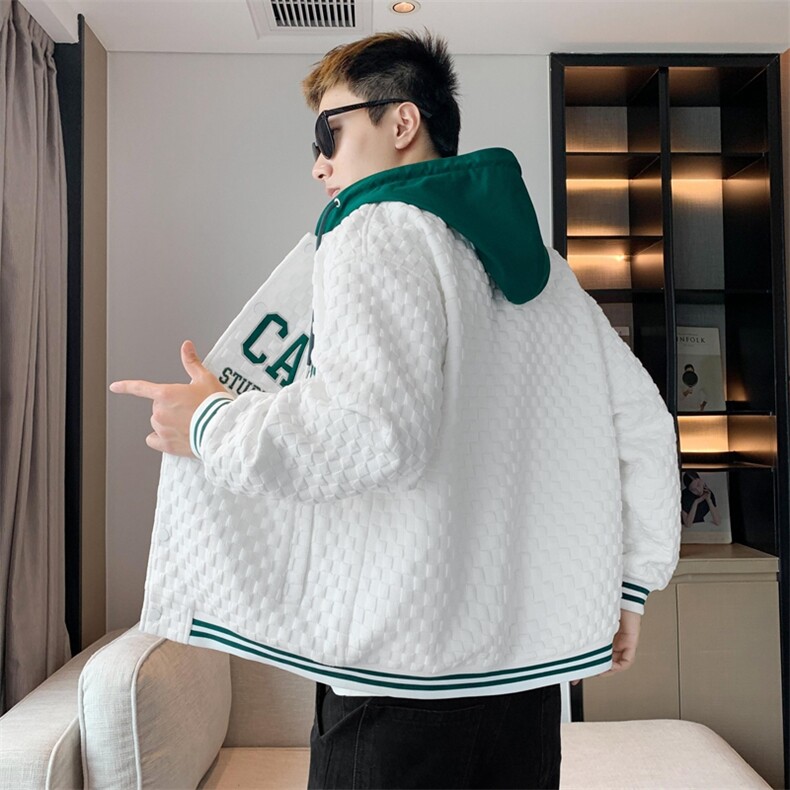 假两件连帽棒球服男潮牌潮流休闲宽松bf风百搭外套JK0272-P95,男装夹克,星座308B-2